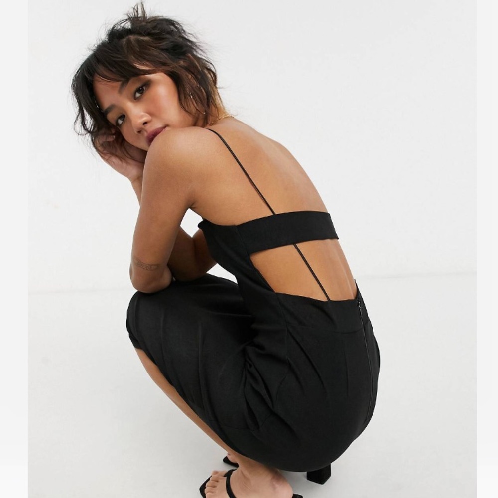 ASOS Black Strappy Midi Dress